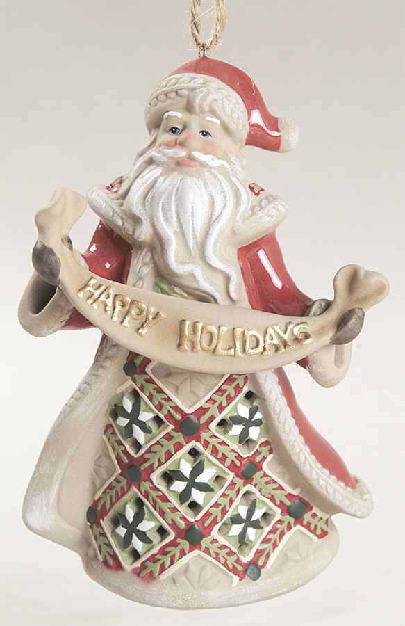 Origins Quilt Collection Santa W/ Banner Light Cover Ornament - No Box by Roman-1