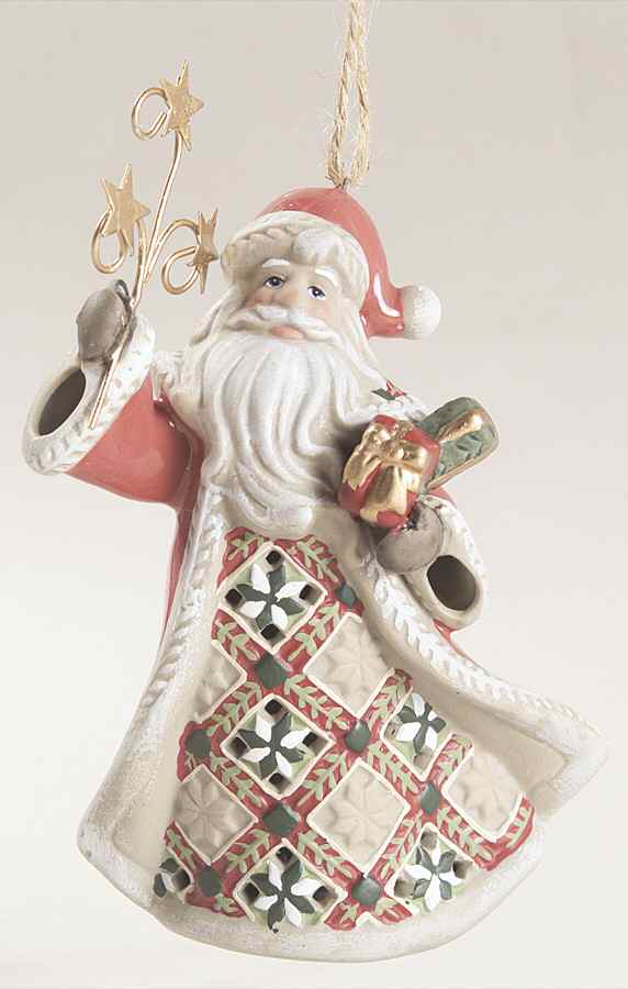 Origins Quilt Collection Santa W/ Stars Light Cover Ornament - No Box by Roman-1