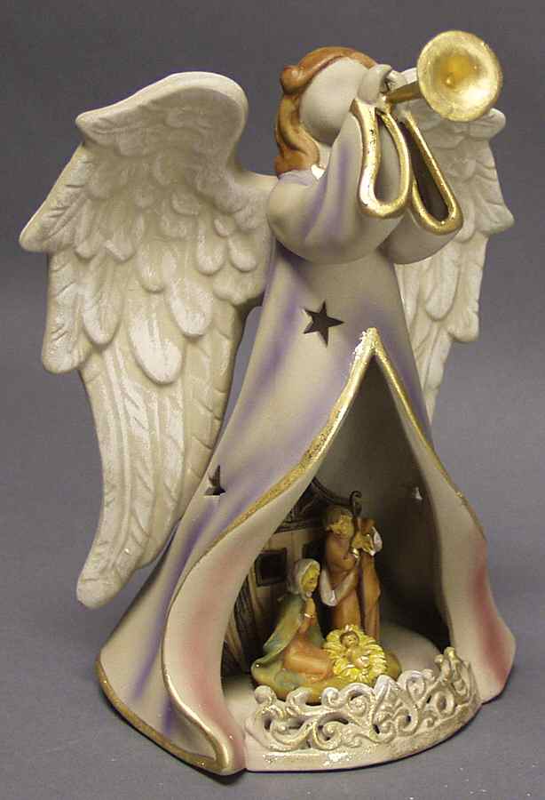 Origins Collection Angel W/ Horn-Nativity Lighted - Boxed by Roman-1