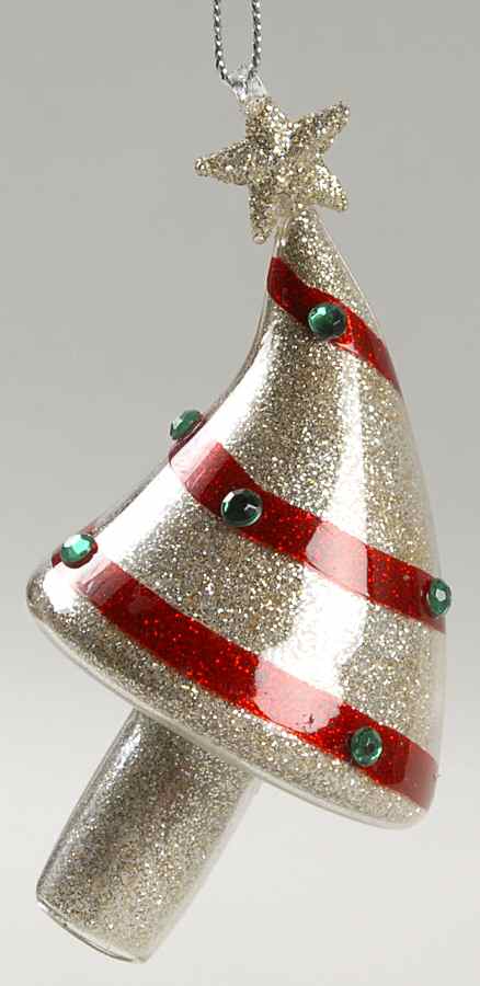 Lots of Dots Red Curved Glitter Tree W/Green Stones - No Box by Roman-1