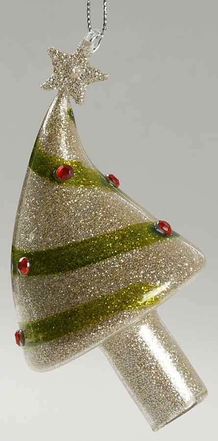 Lots of Dots Green Curved Glitter Tree W/Red Stones - No Box by Roman-1