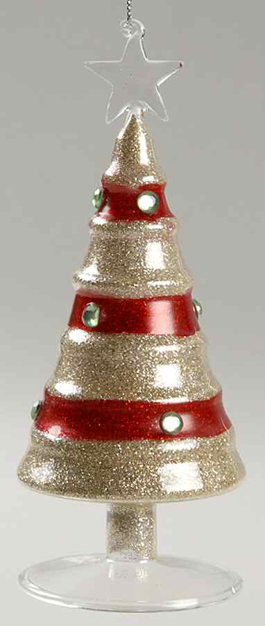 Lots of Dots Red Glitter Tree With Green Stones - No Box by Roman-1