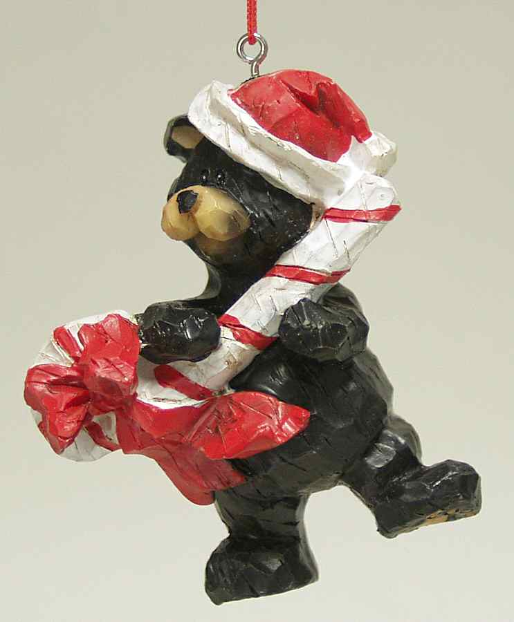 Woodlands Collection Black Bear W/ Candy Cane - No Box by Roman-1