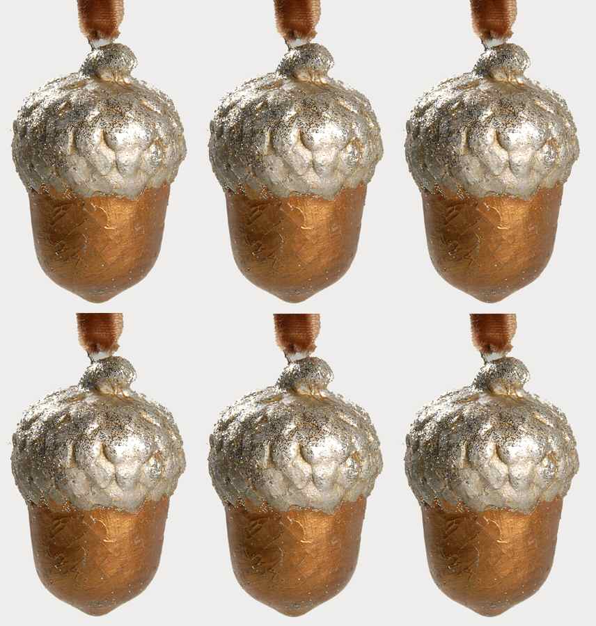 Woodlands Collection Acorn Ornament-6 Pc Set - No Box by Roman-1
