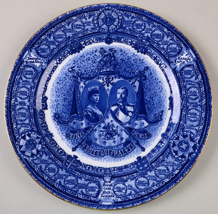 Royalty & Political Commemoratives George V & Mary Coronation Plate - No Box by Royal Doulton-1