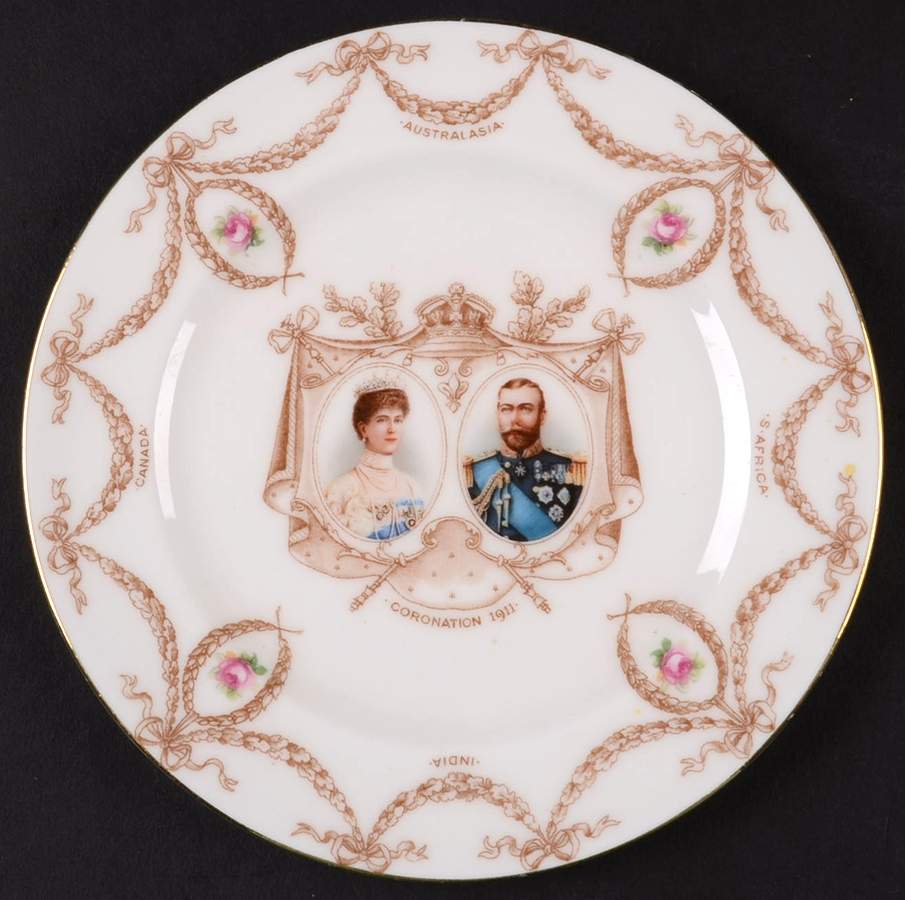 Royalty & Political Commemoratives George V & Mary Coronation Plate - No Box by Royal Doulton-1