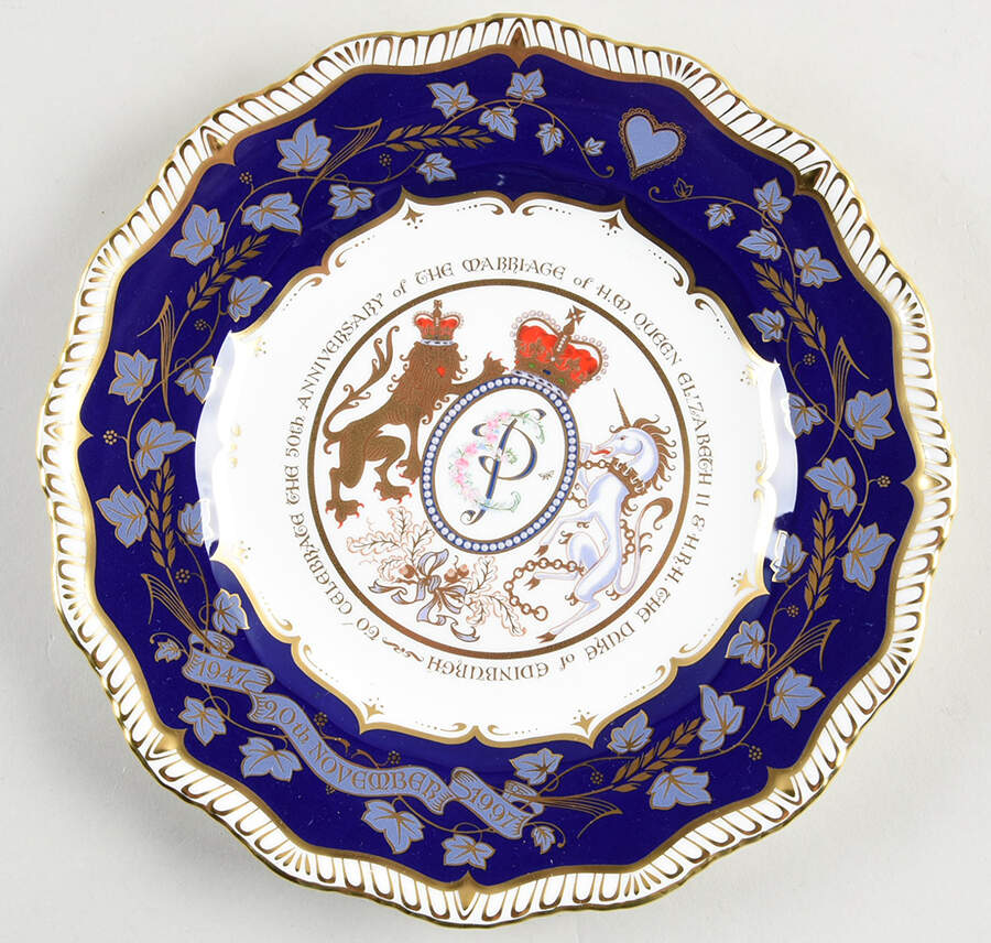 Royalty Commemoratives Elizabeth Ii & Phillip 50th Anniversary - Boxed by Royal Crown Derby-1