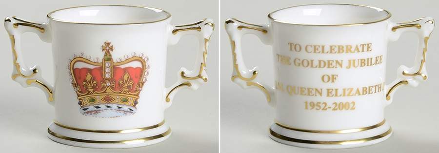 Royalty Commemoratives Elizabeth Ii Golden Jubilee Loving Cup - Boxed by Royal Crown Derby-1