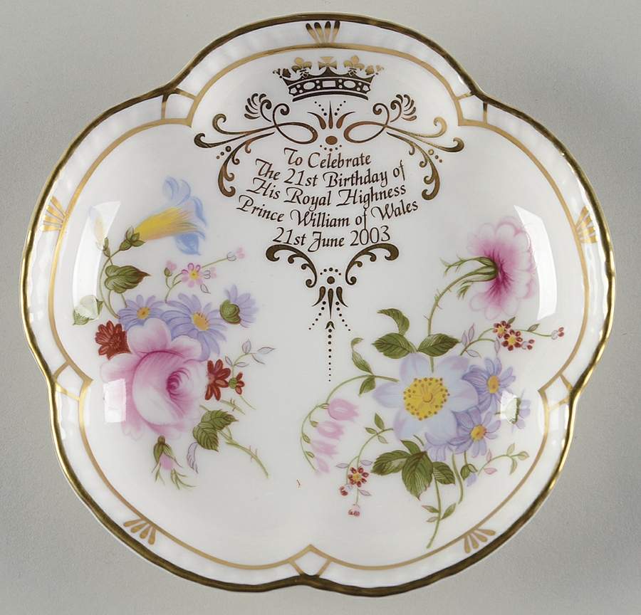 Royalty Commemoratives Prince William 21st Birthday Posie Tray - Boxed by Royal Crown Derby-1