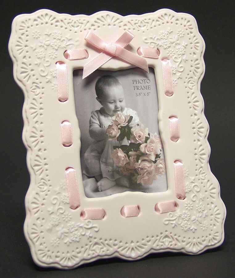 Baby Gifts Girl Lace Ribbon Frame 3.5 X 5 - Boxed by Roman-1