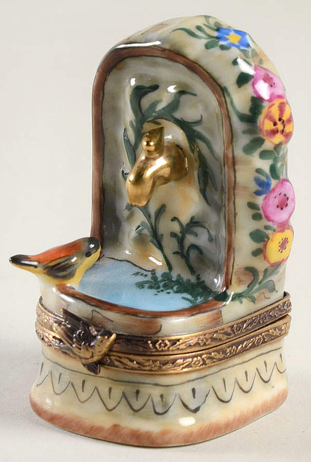 Rochard Limoges Box Water Fountain With Red Bird - No Box by Rochard-1