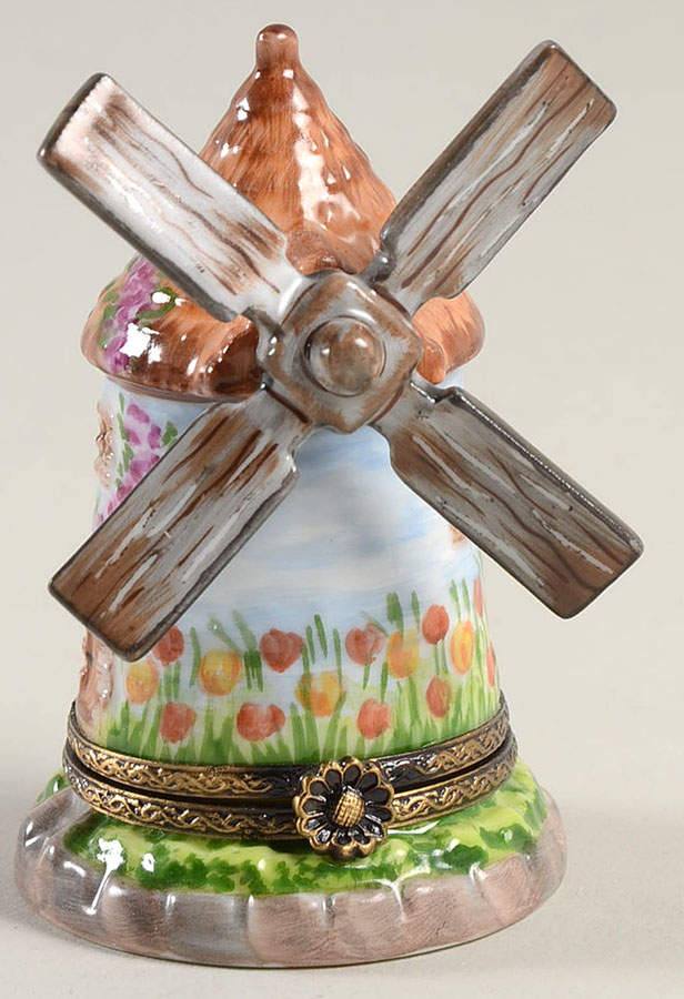 Rochard Limoges Box Windmill With Flowers - No Box by Rochard-1