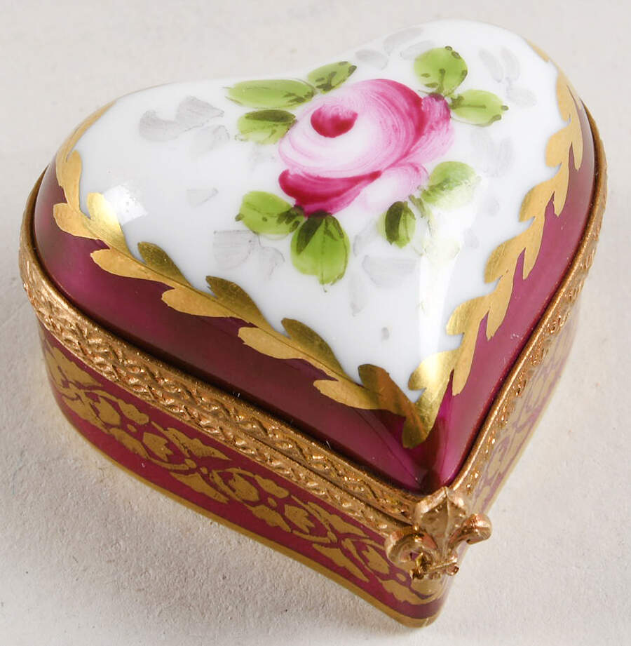 Rochard Limoges Box Heart With Rose Box - No Box by Rochard-1