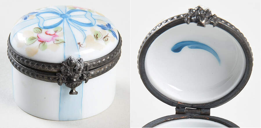 Rochard Limoges Box Flowers Blue Bow - No Box by Rochard-1