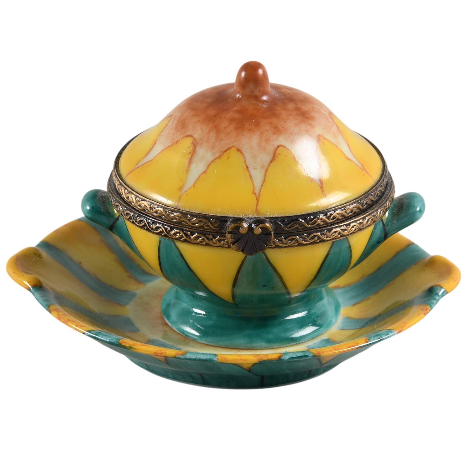 Rochard Limoges Box Yellow Flower Tureen & Underplate - Boxed by Rochard-1