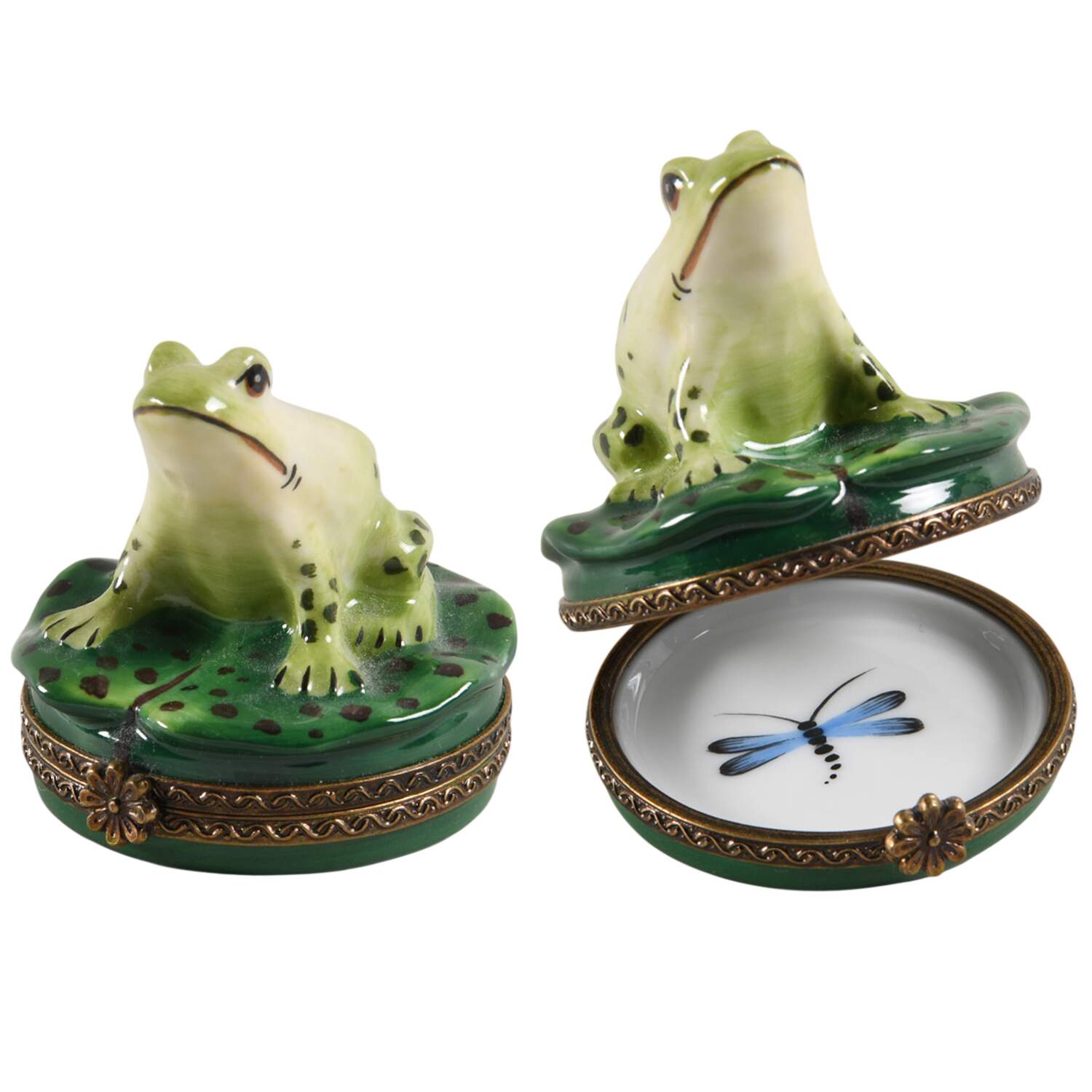 Rochard Limoges Box Frog On Lily Pad - Boxed by Rochard-1