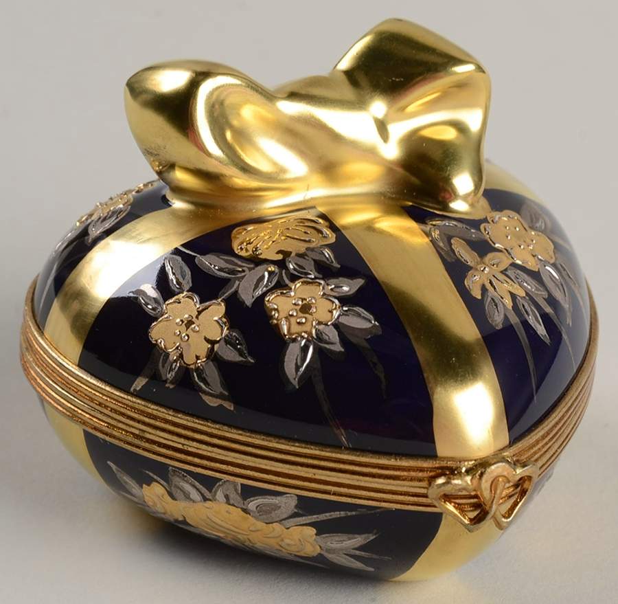 Rochard Limoges Box Cobalt Heart Box - Boxed by Rochard-1