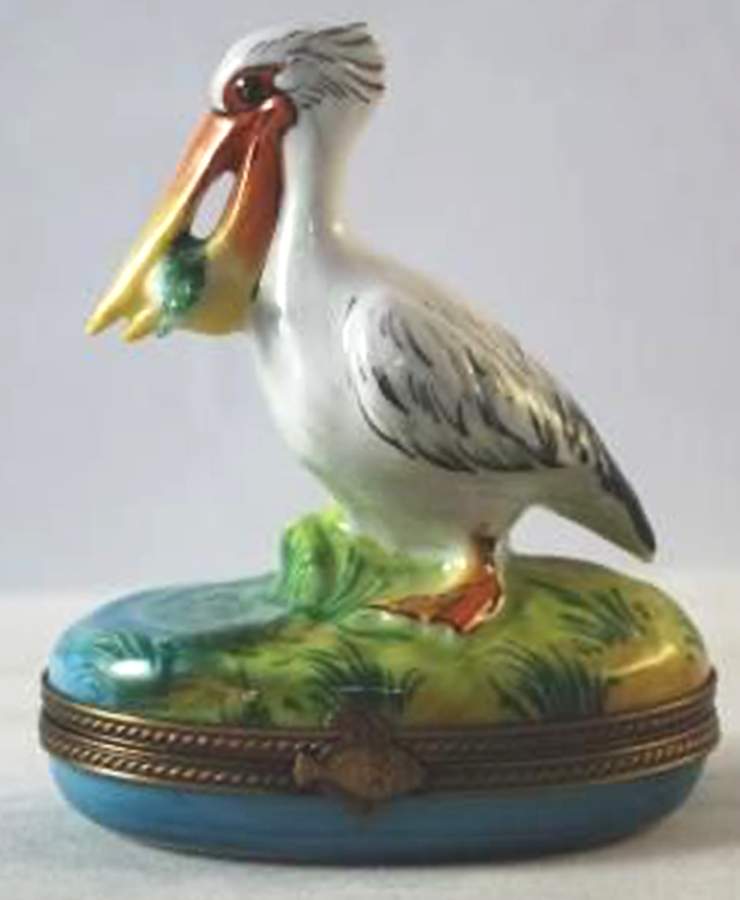 Rochard Limoges Box Pelican With Fish - No Box by Rochard-1
