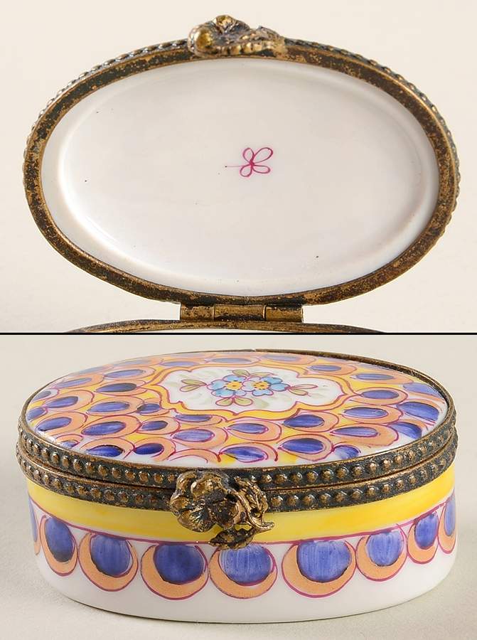 Rochard Limoges Box Oval Purple & Yellow - No Box by Rochard-1