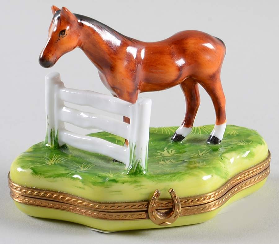 Rochard Limoges Box Horse At Fence - No Box by Rochard-1