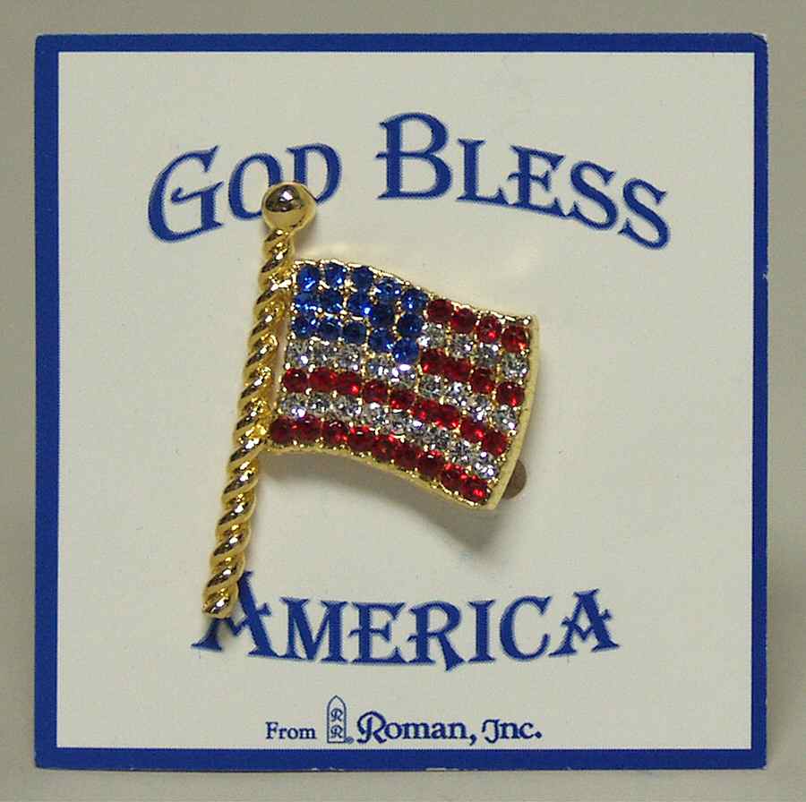 Roman Jewelry God Bless America Pin - No Box by Roman-1