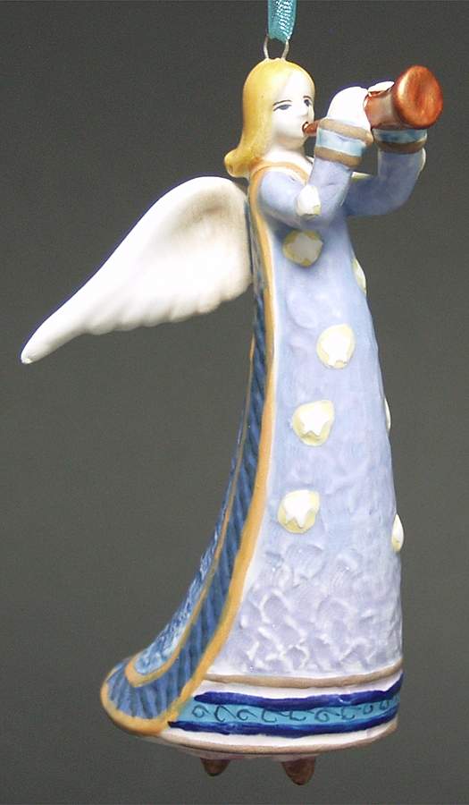 Winter Whisper Angel With Horn Ornament - No Box by Roman-1