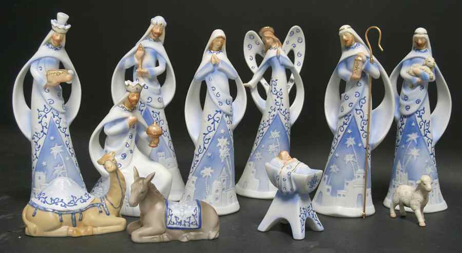 Winter Whisper Porcelain Nativity Set Of 11 - Boxed by Roman-1
