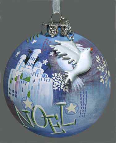 Winter Whisper Dove Glass Ball Noel - No Box by Roman-1