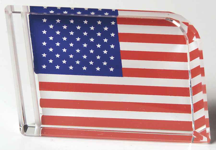 Crystalle Patriotic American Flag Med Paperweight - No Box by Roman-1