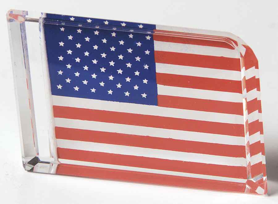 Crystalle Patriotic American Flag Smallpaperweight - No Box by Roman-1