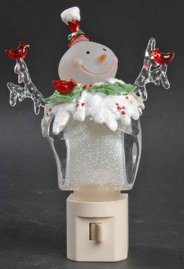 Roman Lights Night Light Snowman With Cardinals - Boxed by Roman-1