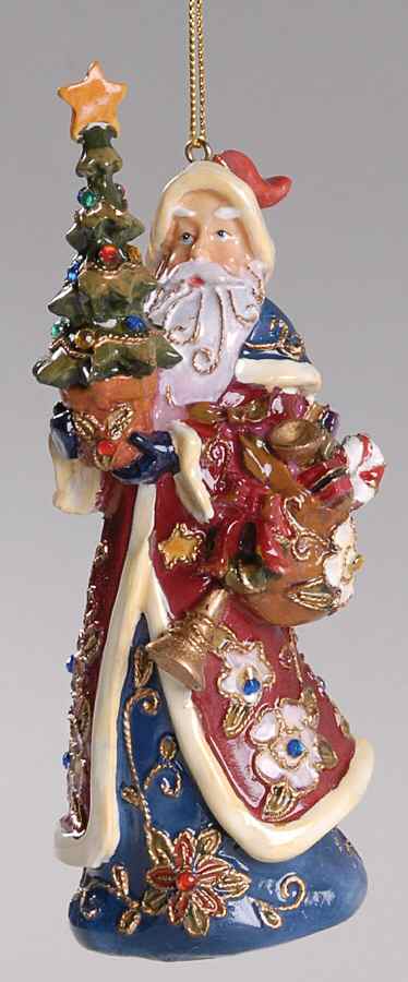 Cloisonne Collection Santa With Tree Ornament - No Box by Roman-1