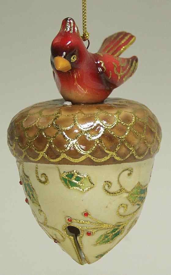 Cloisonne Collection Acorn Bell W/ Cardinal - No Box by Roman-1