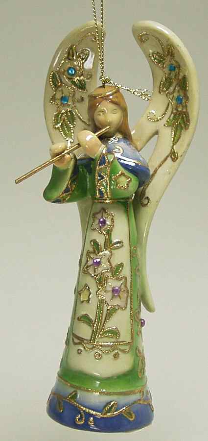 Cloisonne Collection Angel With Flute Ornament - No Box by Roman-1