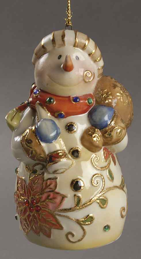 Cloisonne Collection Snowman With Toy Bag Ornament - No Box by Roman-1