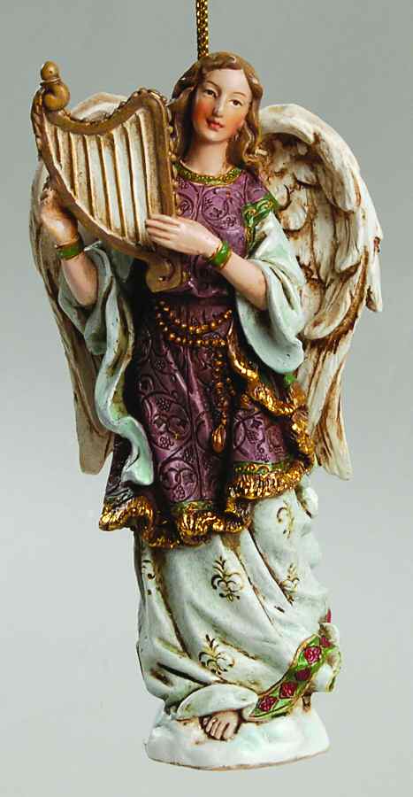 Christmas Wishes Angel With Harp - Boxed by Roman-1