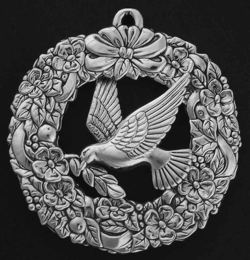 Williamsburg Sterling Ornament Wreath With Dove - Boxed by Reed & Barton-1