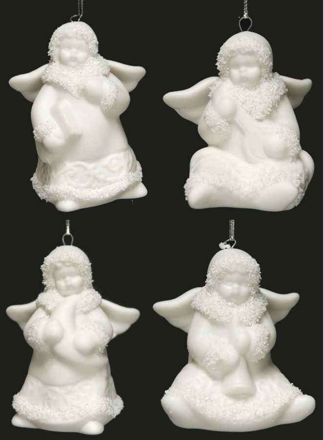 Frosty Shimmers Winter Cherubs-Set Of 4 - Boxed by Roman-1