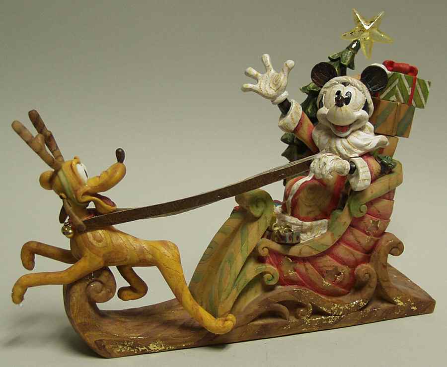 Disney Christmas Figurine Santa Mickey In Sleigh - Boxed by Roman-1