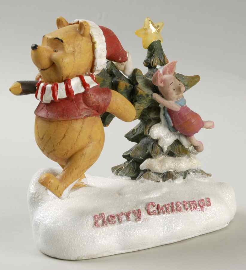 Disney Christmas Figurine Pooh & Piglet With Tree - No Box by Roman-1