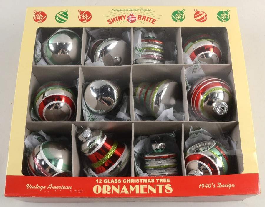 Shiny Brite Ornaments Large Orn Bell/Ball/Stripe - Boxed by Christopher Radko-1