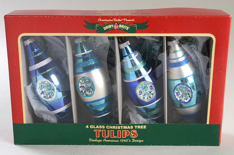 Shiny Brite Ornaments Tulips-Blue - Boxed by Christopher Radko-1