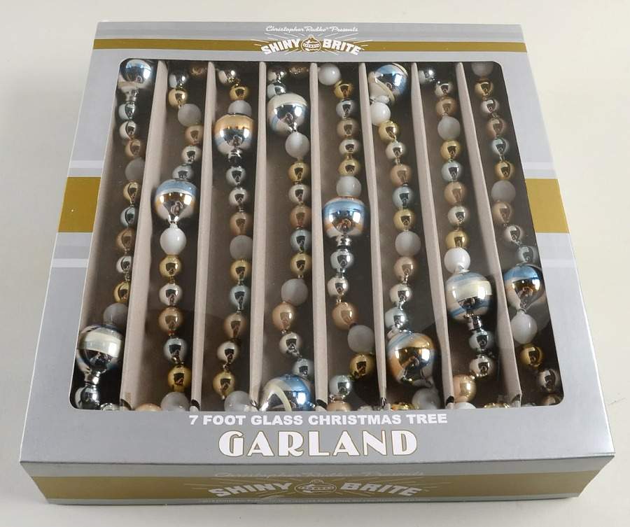 Shiny Brite Ornaments 7' Garland Balls W/Stripes - Boxed by Christopher Radko-1
