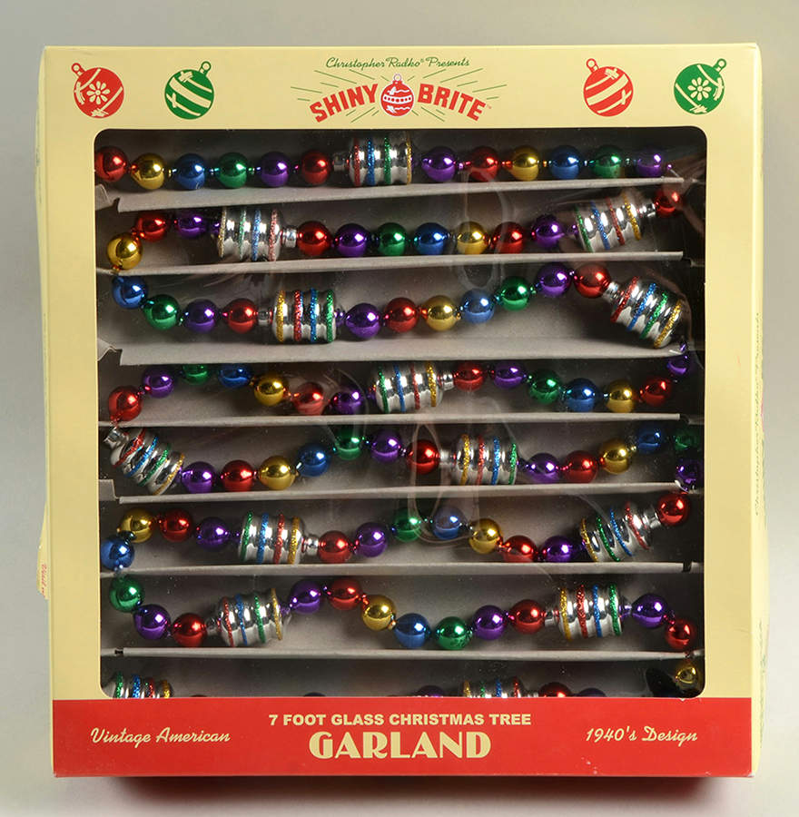 Shiny Brite Ornaments 7' Garland Pur/Grn/Blu/Red - Boxed by Christopher Radko-1