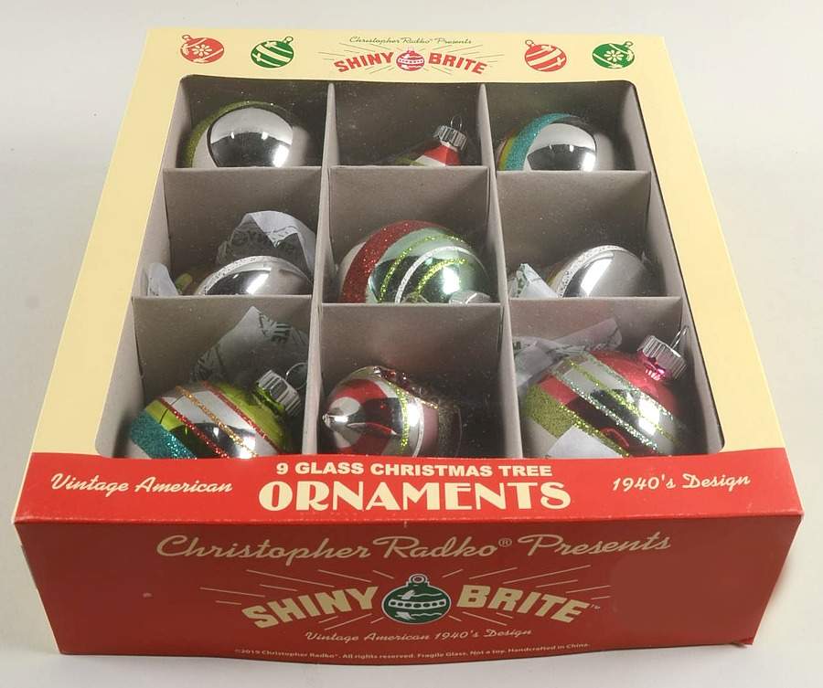Shiny Brite Ornaments Spiral Balls-Pink/Green - Boxed by Christopher Radko-1
