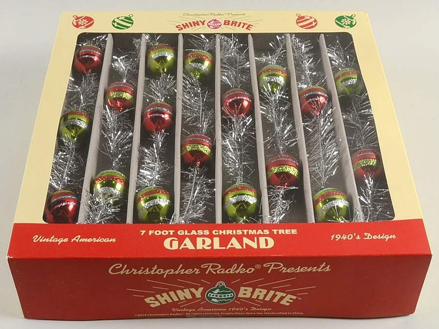 Shiny Brite Ornaments 7' Garland Red/Green Balls - Boxed by Christopher Radko-1