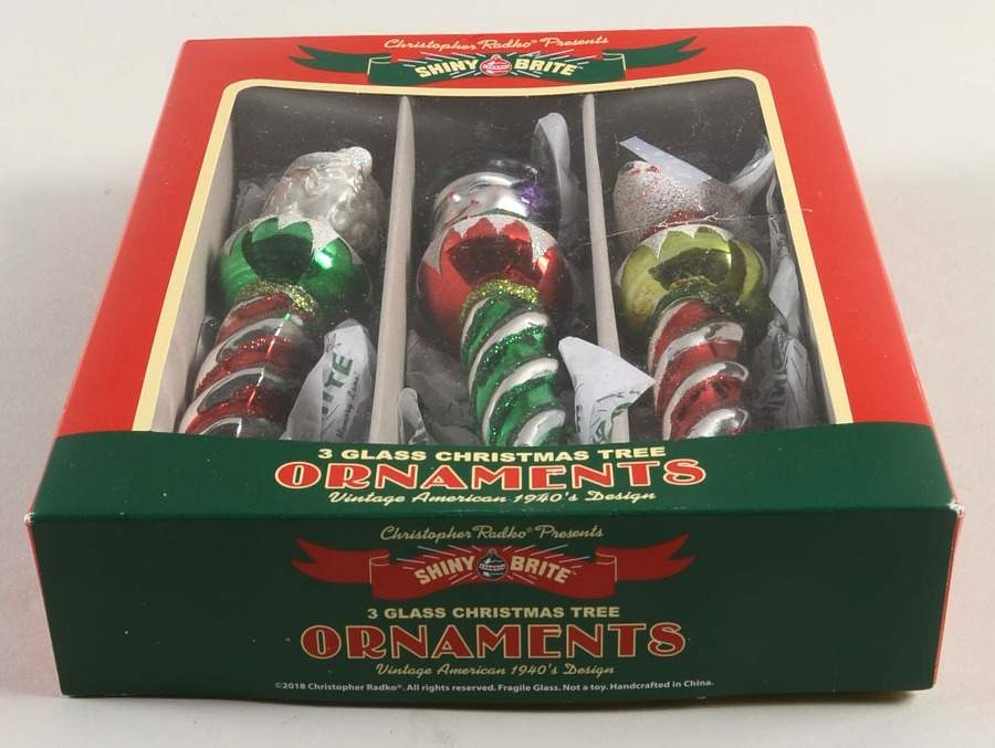 Shiny Brite Ornaments Icicles-Santa /Snowman/ Reindeer - Boxed by Christopher Radko-1