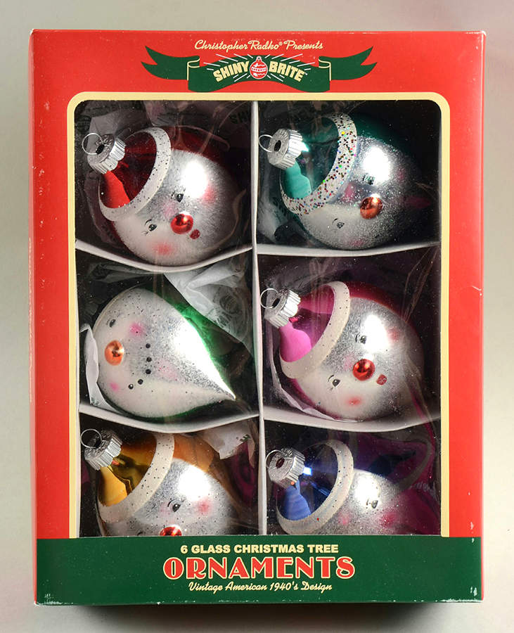Shiny Brite Ornaments Drop Snowman Ornaments  - Boxed by Christopher Radko-1