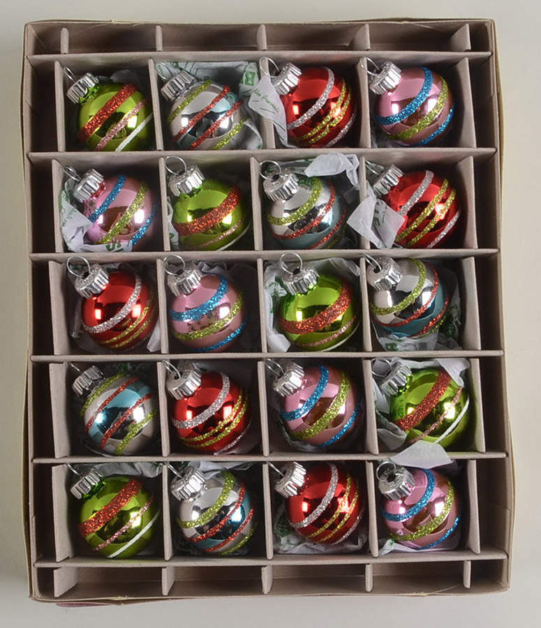 Shiny Brite Ornaments 20 Small Ball Orn Stripes - Boxed by Christopher Radko-1