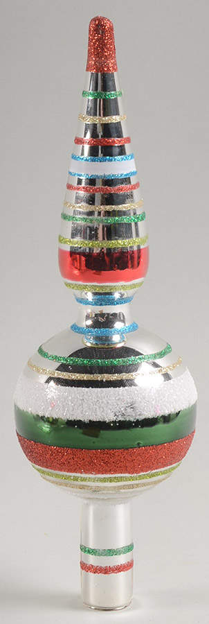 Shiny Brite Ornaments Finial Striped Red/Gr/Blu/Wht - With Box 233 by Christopher Radko-1